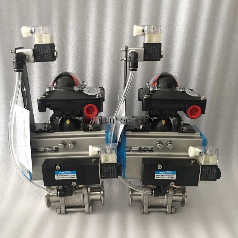 Stainless Steel Sanitary Pneumatic 3pc Ball Valve Clamp End