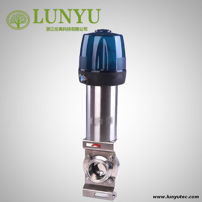 Stainless Steel 304 Sanitary Pneumatic Butterfly Valve With Top Control 