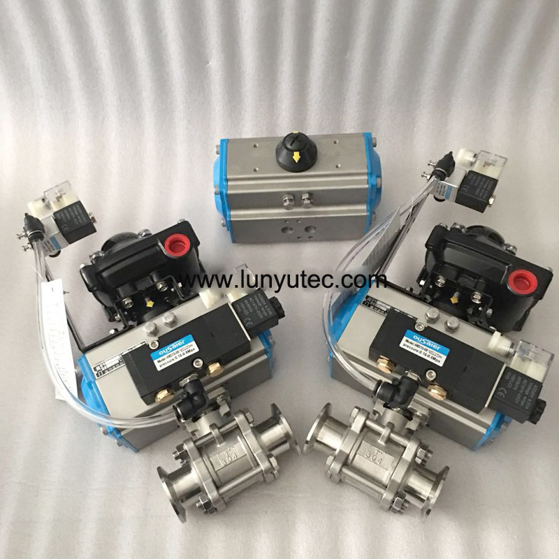 Stainless Steel Sanitary Pneumatic 3pc Ball Valve Clamp End