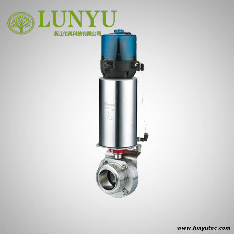 Stainless Steel 304 Sanitary Pneumatic Butterfly Valve With Top Control 