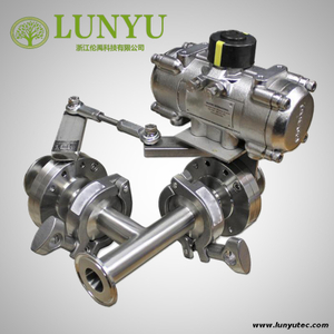 Stainless Steel Sanitary Pneumatic Double Butterfly Valve Tee Type 