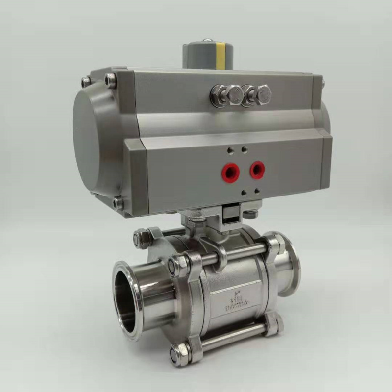 Stainless Steel Sanitary Pneumatic 3pc Ball Valve Clamp End