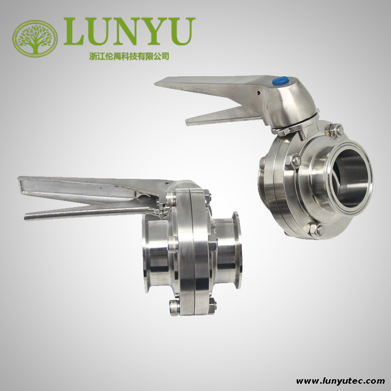 Sanitary Clamp Butterfly Valve With Stainless Steel Gripper Handle 