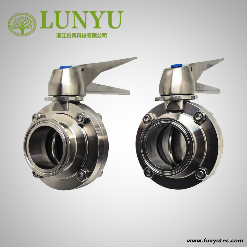 Sanitary Clamp Butterfly Valve With Stainless Steel Gripper Handle 