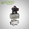 Stainless Steel Sanitary Pneumatic 3pc Ball Valve Clamp End