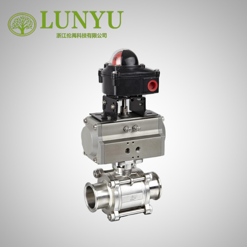 Stainless Steel Sanitary Pneumatic 3pc Ball Valve Clamp End