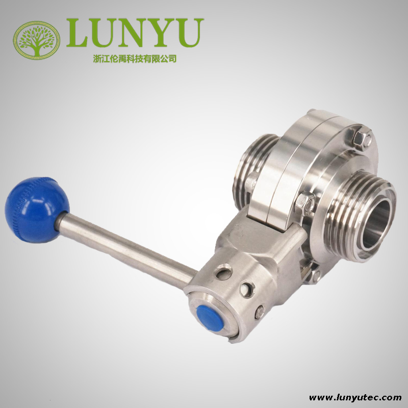 Stainless Steel Sanitary SMS Thread Butterfly Valve Square Pulling Handle