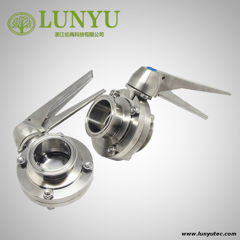 Sanitary Clamp Butterfly Valve With Stainless Steel Gripper Handle 