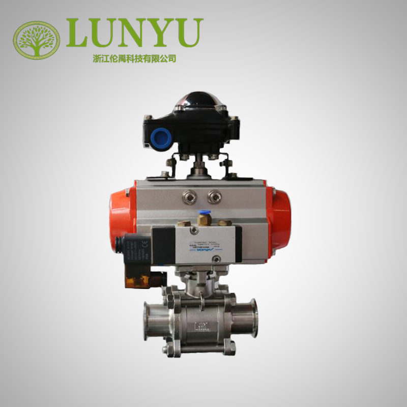 Stainless Steel Sanitary Pneumatic 3pc Ball Valve Clamp End