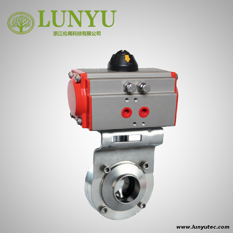 Stainless Steel 304 Sanitary Pneumatic Butterfly Valve 